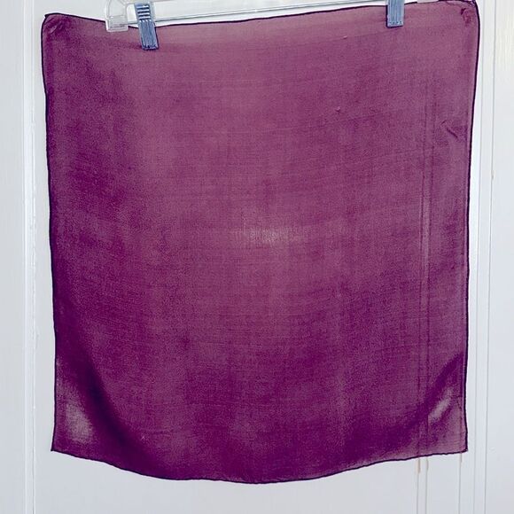 Plum colored chiffon polyester square scarf - Picture 3 of 4